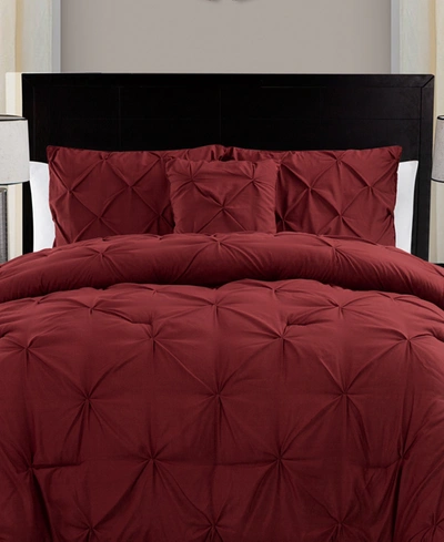 Shop Vcny Home Carmen Pintuck 4 Piece Comforter Set, King Bedding In Burgundy