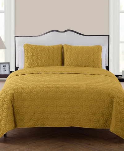 Vcny Home Kaleidoscope 3-pc. Quilt Set, Full/queen In Gold