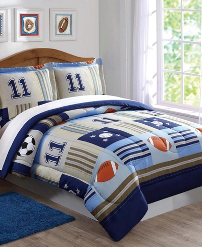 Shop My World Denim And Khaki Sports Full/queen Comforter Set In Multiple