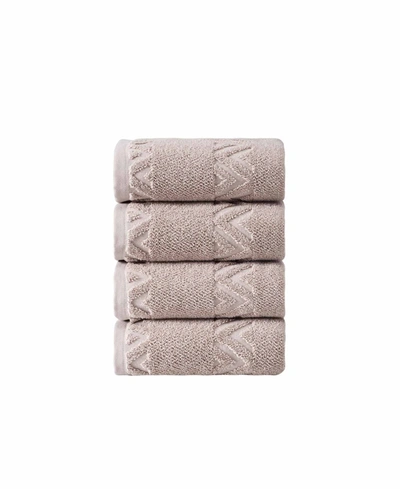 Ozan Premium Home Turkish Cotton Sovrano Collection Luxury 4-pc. Hand Towel Set In Latte