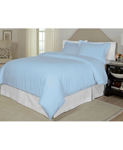 Shop Pointehaven Printed 300 Thread Count Cotton Sateen Duvet Cover Set, Full/queen In Blue