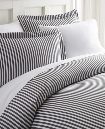 Ienjoy Home Elegant Designs Patterned Duvet Cover Set, Full/queen In Grey Ribbon