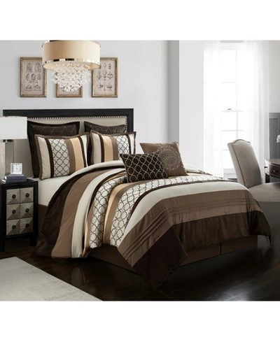 Shop Nanshing Sydney 8-piece Queen Comforter Set In Brown