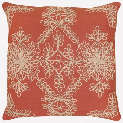 Shop Rizzy Home Medallion Polyester Filled Decorative Pillow, 18" X 18" In Rust
