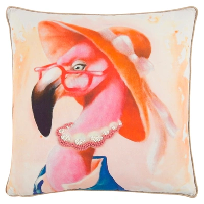 Shop Rizzy Home Mariah Parris Flamingo Polyester Filled Decorative Pillow, 20" X 20" In Coral