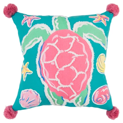 Shop Rizzy Home Simply Southern Down Filled Decorative Pillow, 18" X 18" In Turtle