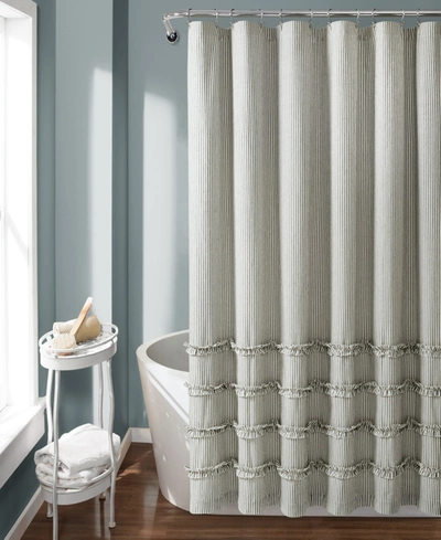 Lush Decor Vintage Stripe Yarn Dyed Cotton Shower Curtain, 72" X 72" In Denim Blue