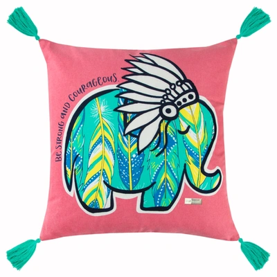 Shop Rizzy Home Simply Southern Elephants Decorative Pillow, 18" X 18" In Elephant Print