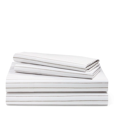 Ralph Lauren Spencer Striped Queen Sheet Set Bedding In Stone Grey