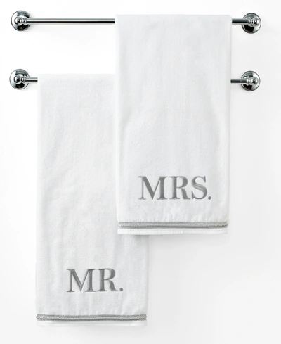Avanti Mr. & Mrs. Embroidered Cotton Bath Towel, 27" X 50" In Mr