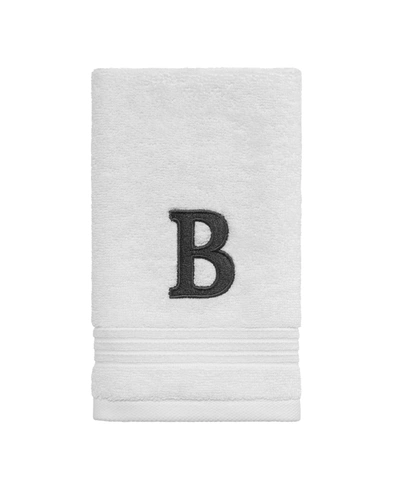 Shop Avanti Block Monogram Initial Cotton Fingertip Towel, 11" X 18" In White Z