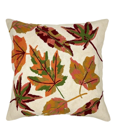Shop Mod Lifestyles Fall Leaves Embroidery Pillow, 18" Square In Rust Combo