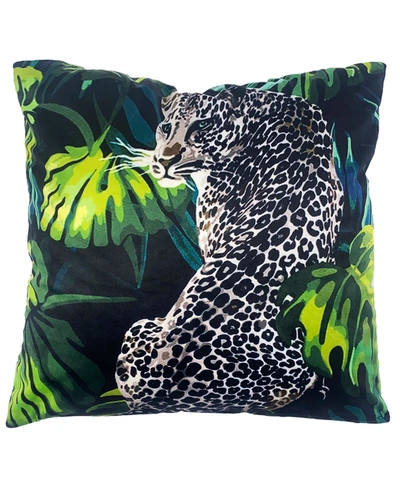 Shop Mod Lifestyles Tropical Jungle Jaguar Printed Velvet Pillow, 20" X 20" In Multi