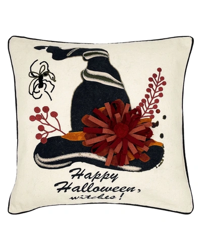 Mod Lifestyles Halloween Witch Hat Decorative Pillow, 18" X 18" In Black Combo