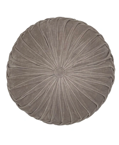 Shop Mod Lifestyles Button Tufted Velvet Decorative Pillow, 16" Round In Silver-tone Cloud