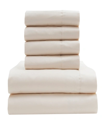 Shop Elite Home 800 Thread Count Cotton-rich 6 Piece Sheet Set With Bonus Pillowcases, King Bedding In Ivory