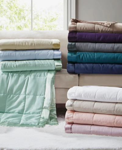 Madison Park Windom Lightweight Down Alternative Satin Trim Blanket, King In Teal