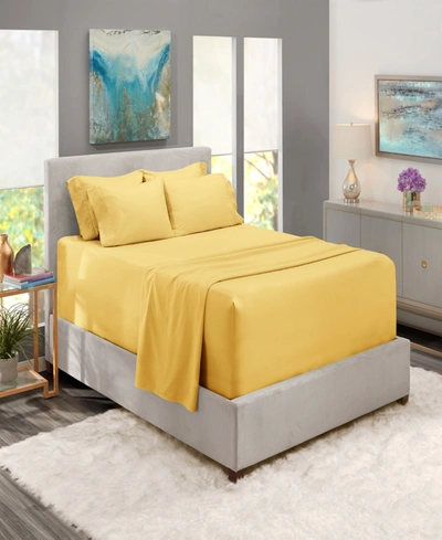Shop Nestl Bedding Bedding 4 Piece Extra Deep Pocket Bed Sheet Set, Twin In Custard Mellow Yellow