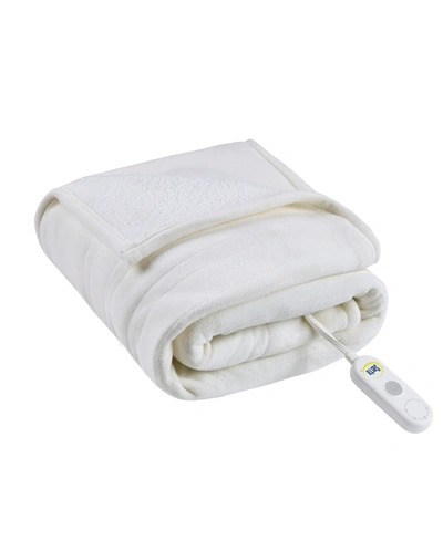Shop Serta Electric Reversible Fleece To Sherpa Throw In Ivory
