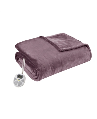 Shop Serta Electric Plush Blanket, Full In Purple