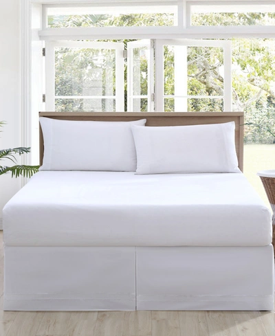 Tommy Bahama Home Solid Pleated Cotton Sateen Tailored Bed Skirt In White