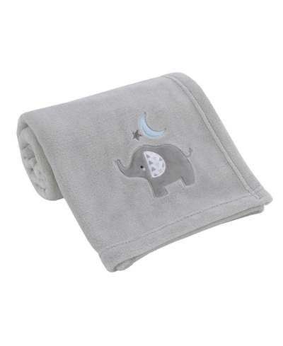 Shop Nojo Elephant Stroll Star And Moon Applique Super Soft Baby Blanket In Gray