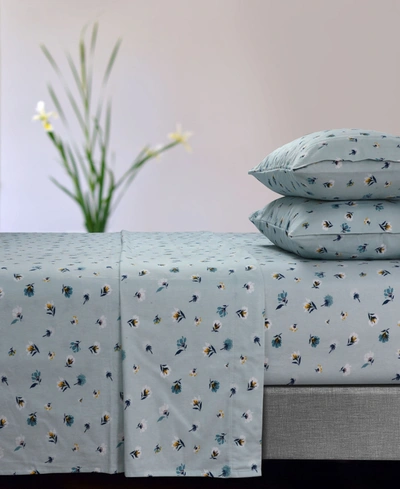 Tribeca Living Floryn 170-gsm Flannel Extra Deep Pocket 3 Piece Sheet Set, Twin Xl In Light Blue