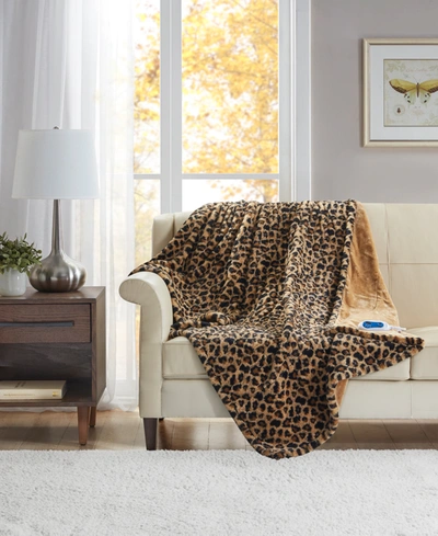 Premier Comfort Faux Fur Heated Throws, Created For Macy's Bedding In  Leopard | ModeSens