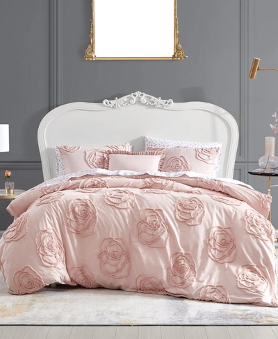 Shop Betsey Johnson Rambling Rose 4-pc Duvet Cover Set, Full/queen In Light Pastel Pink