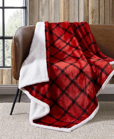 Eddie Bauer Bunkhouse Plaid Ultra Soft Plush Fleece Reversible Throw In Scarlet