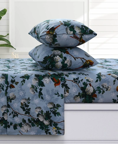 Shop Azores Home Celina Floral 170-gsm Flannel Extra Deep Pocket 4 Piece Sheet Set, California King In Multicolor