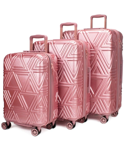 Shop Badgley Mischka Contour 3-pc. Expandable Hard Spinner Luggage Set In Dusty Rose