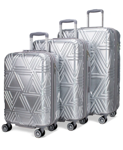 Shop Badgley Mischka Contour 3-pc. Expandable Hard Spinner Luggage Set In Silver