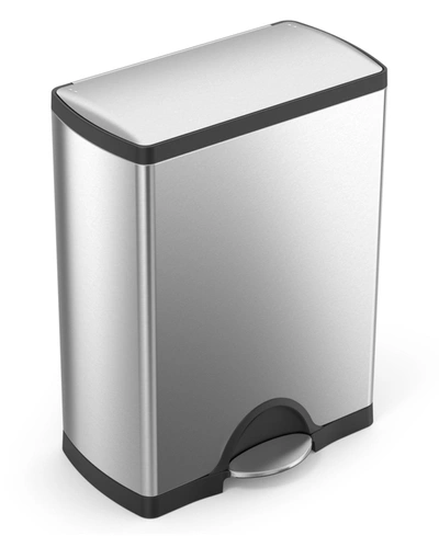 Simplehuman Brushed Stainless Steel 50 Liter Fingerprint Proof Rectangular Step Trash Can In Brushed St