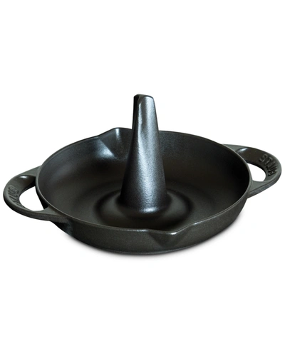 Shop Staub Enameled Cast Iron 9.5" Vertical Chicken Roaster In Matte Black