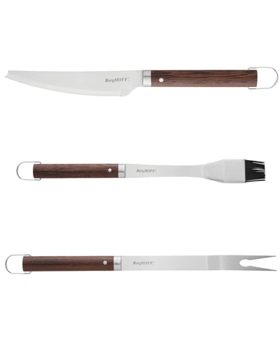 Shop Berghoff Bbq Tools Set, 3 Pieces In Silver-tone