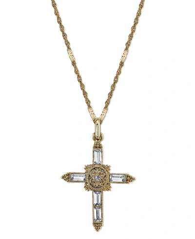 Shop Symbols Of Faith 14k Gold-dipped Crystal Cross Pendant Necklace 18"