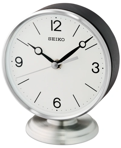 Shop Seiko Hutton Desk & Table Clock In Silver And White