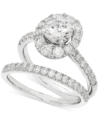 Shop Grown With Love Igi Certified Lab Grown Diamond Halo Bridal Set (2 Ct. T.w.) In 14k White Gold