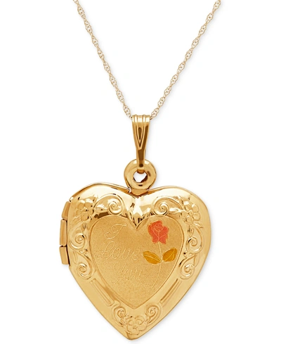 Italian Gold Engraved Heart Locket Pendant Necklace In 10k Gold In Yellow Gold