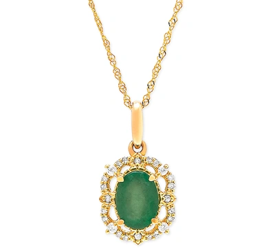 Macy's Sapphire (1 Ct. T.w.) & Diamond (1/10 Ct. T.w.) Pendant 18" Necklace In 14k Yellow Gold (also Availa In Emerald