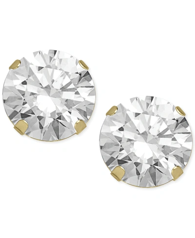 Macy's Cubic Zirconia Round Stud Earrings In 14k Gold Or 14k White Gold In Yellow Gold
