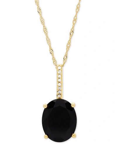 Shop Honora Onyx (10 X 8mm) & Diamond Accent 18" Pendant Necklace In 14k Gold