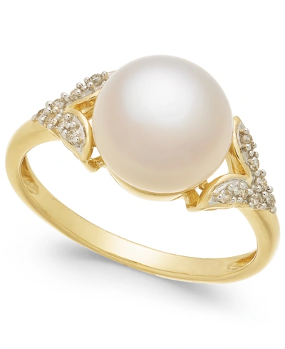 Shop Honora Cultured Freshwater Pearl (9mm) & Diamond Accent Ring In 14k Gold
