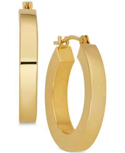 Macy's Polished Chunky Flat-edge Tube Hoop Earrings In 14k Gold In Yellow Gold