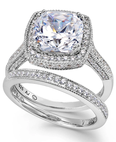 Shop Arabella Sterling Silver Ring Set, Cubic Zirconia Bridal Ring And Band Set (7-5/8 Ct. T.w.)