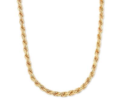 Shop Macy's Rope Link 26" Chain Necklace In 18k Gold-plated Sterling Silver, 4mm In Gold Over Silver