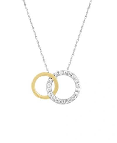Shop Macy's 241 Wear It Both Ways Diamond Interlocking Circle Pendant Necklace (1/5 Ct. T.w.) In 14k Two-tone Wh In K White And Yellow Gold