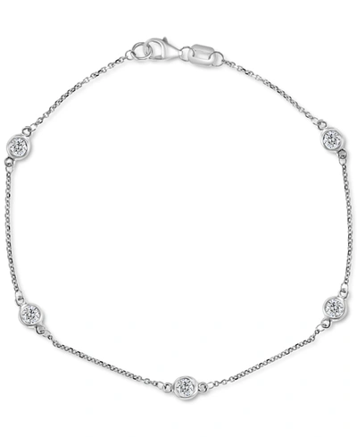 Shop Effy Collection Effy Diamond Bezel Link Bracelet (1/2 Ct. T.w.) In 14k White Or Yellow Gold In White Gold