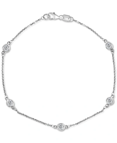 Effy Collection Effy Diamond Bezel Link Bracelet (1/2 Ct. T.w.) In 14k White Gold In White Gold
